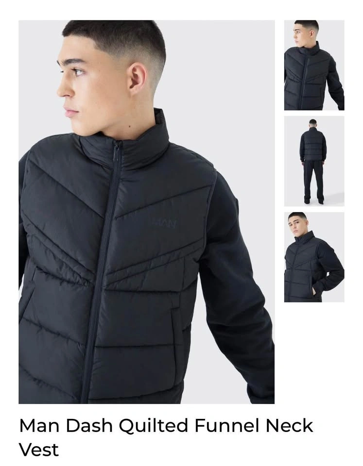 Man Dash Quilted Funnel Neck Gilet (Medium)
