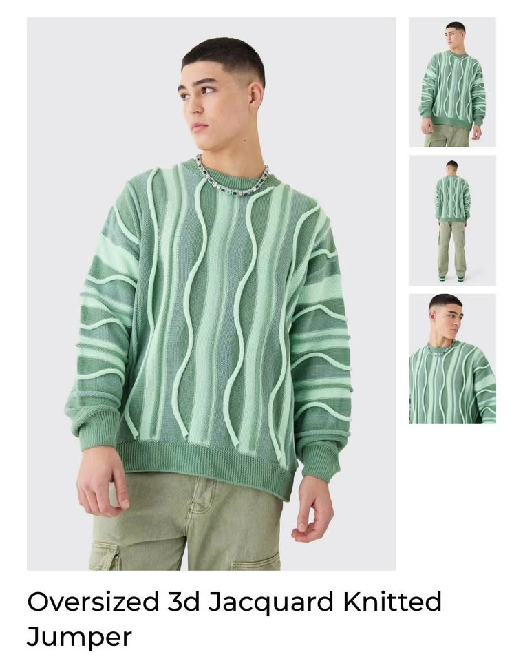 Oversized 3d Jacquard Knitted Jumper (medium)