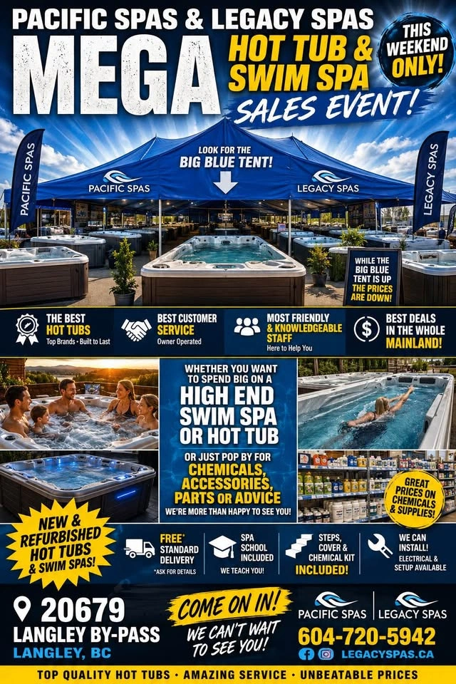HUGE HOT TUB TENT SALES EVENT. FREE DELIVERY, instal and pads av