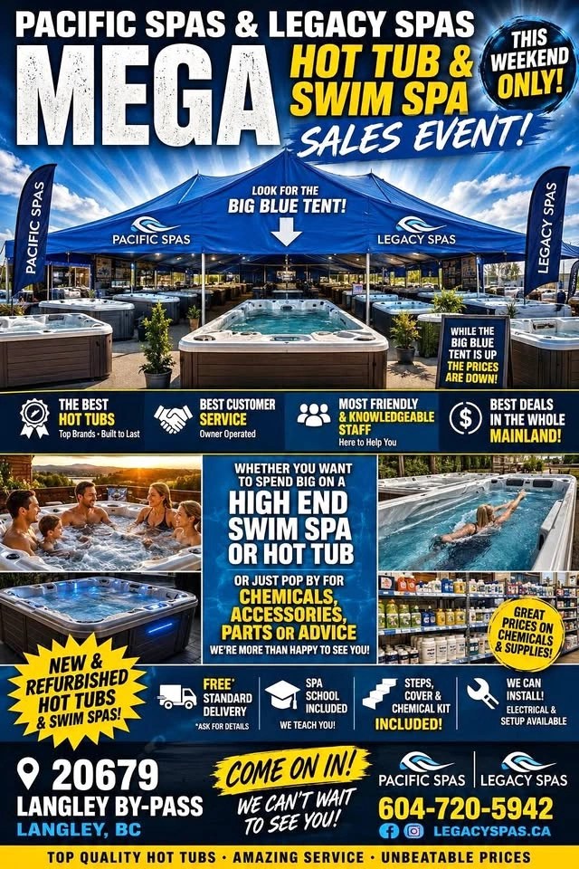 HUGE HOT TUB & SWIM SPA SALES EVENT!