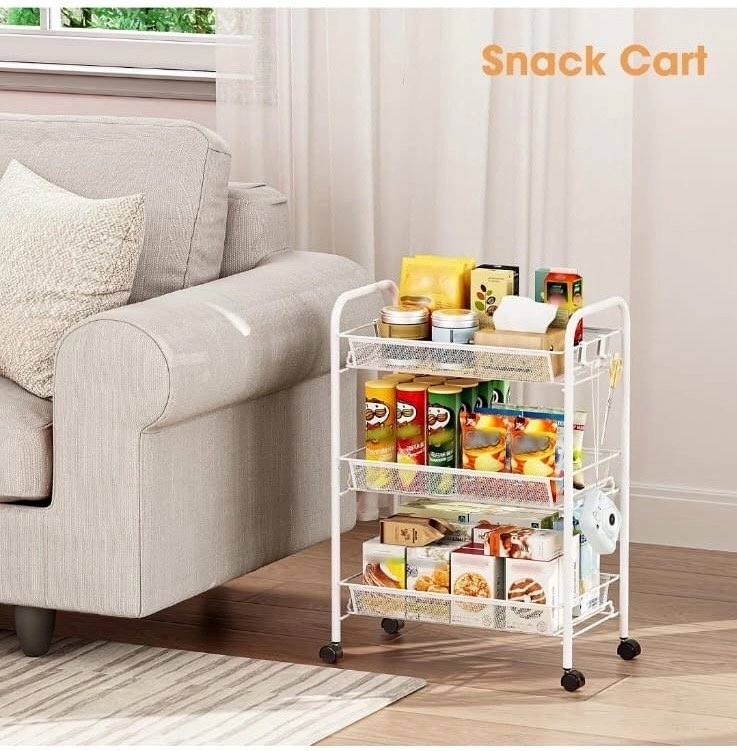 3 Tier - White Metal Utility Cart
