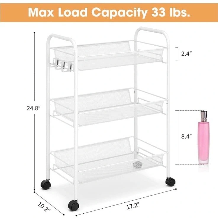 3 Tier - White Metal Utility Cart - photo 3
