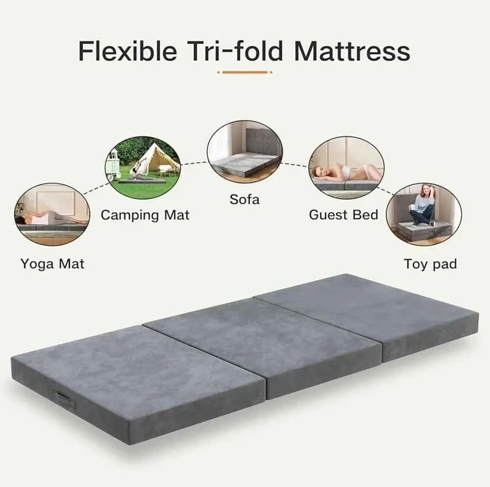 PurrJoys 4" Twin Tri-Fold Memory Foam Mattress NEW image indicator(6)