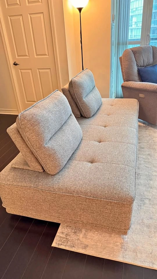 Contemporary Modular Grey Couch with Movable Backrests
