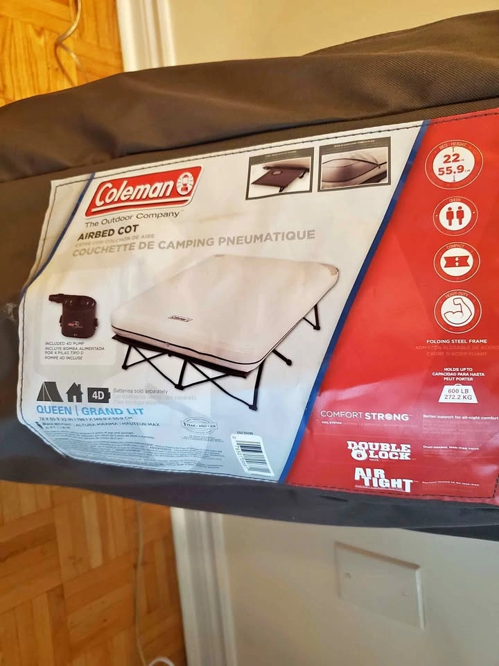 Inflatable queen sized bed in case