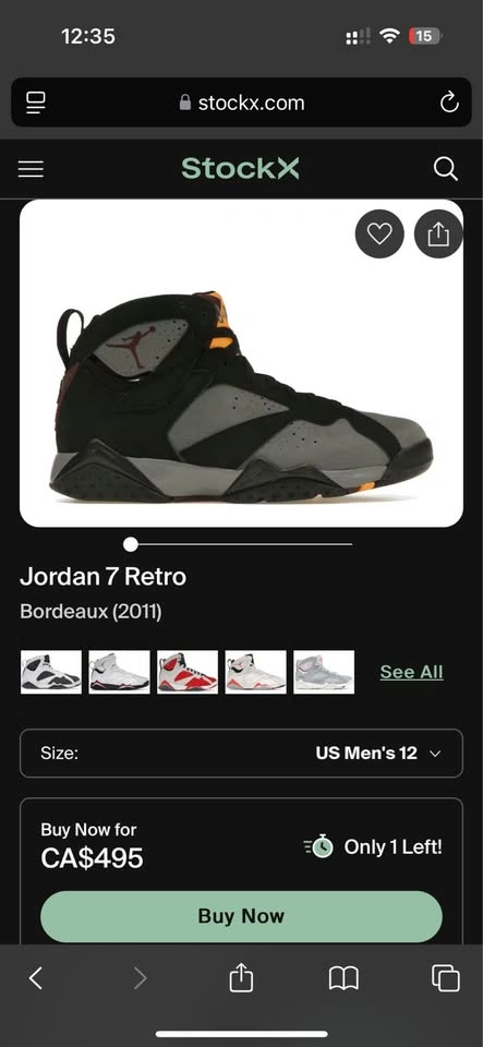 Jordan 7 Retro Bordeaux (2011) Sz 12 - photo 5
