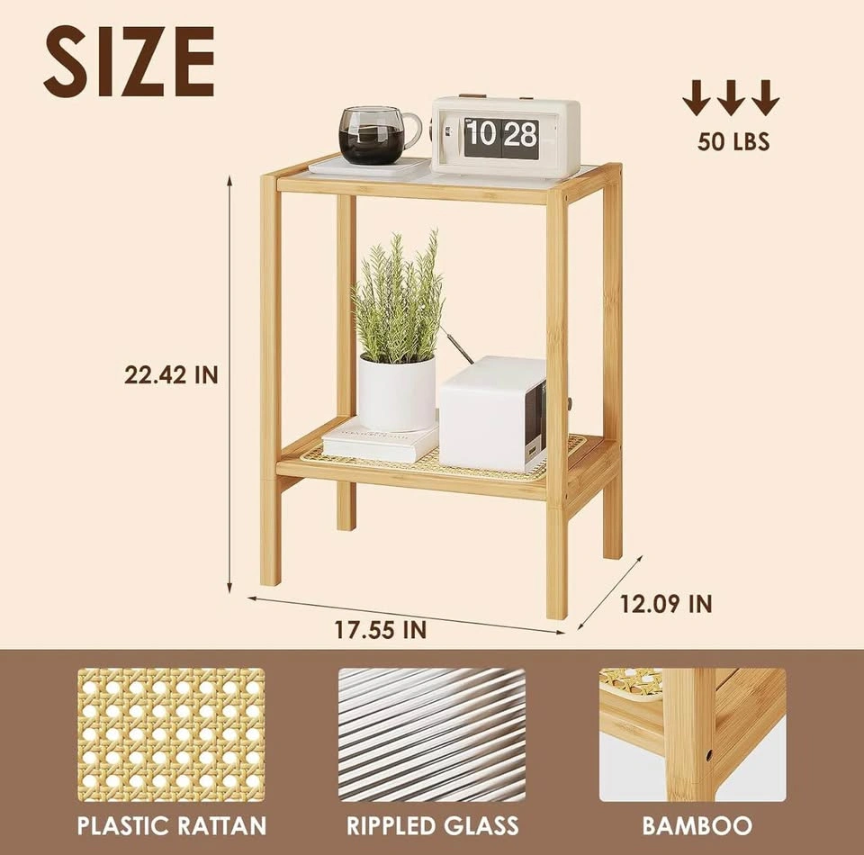 Rattan Bamboo Side Table - photo 5