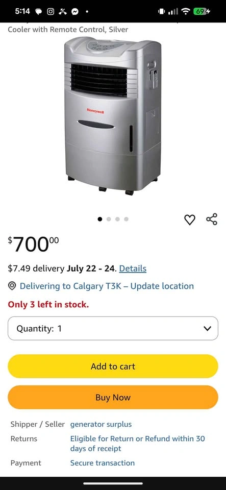 Honeywell 42 Pint Indoor Portable Evaporative Air Cooler - photo 3