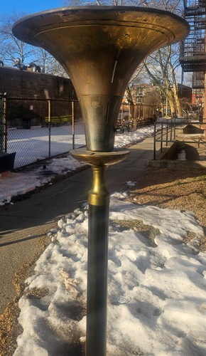1930s Art Deco Torchiere Brass Trumpet Shade Floor Lamp - photo 4