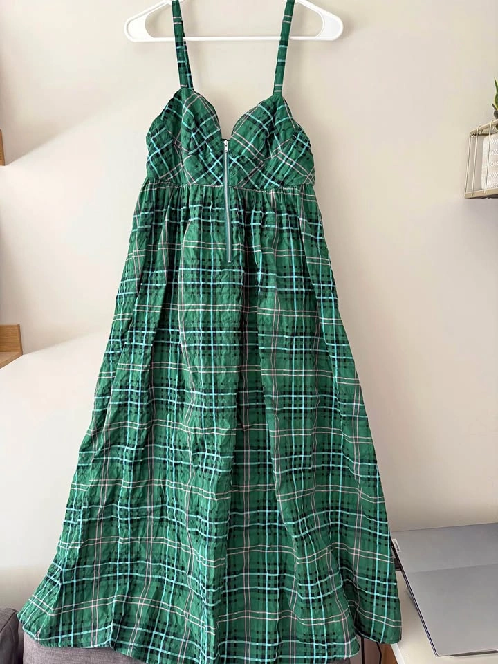 Plaid Green Dress from Japan Brand Pageboy - Fits Like A Size Sm