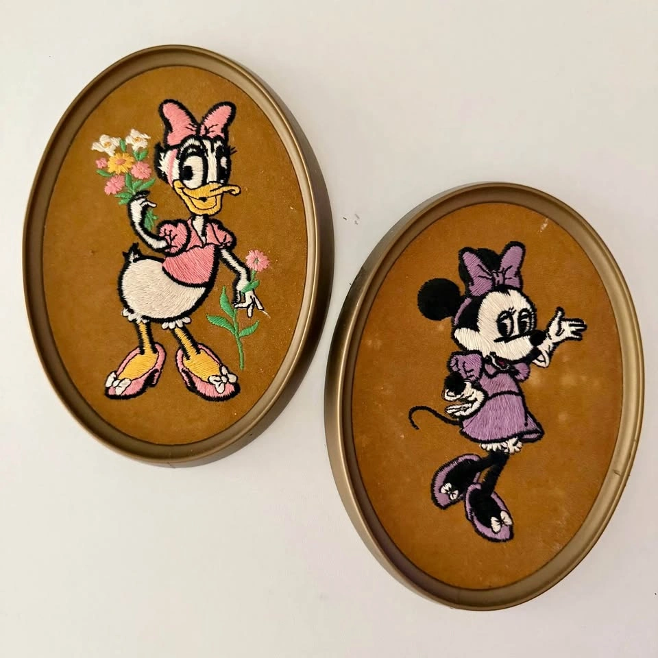 Vintage Disney Needlepoint Frames Minnie and Daisy
