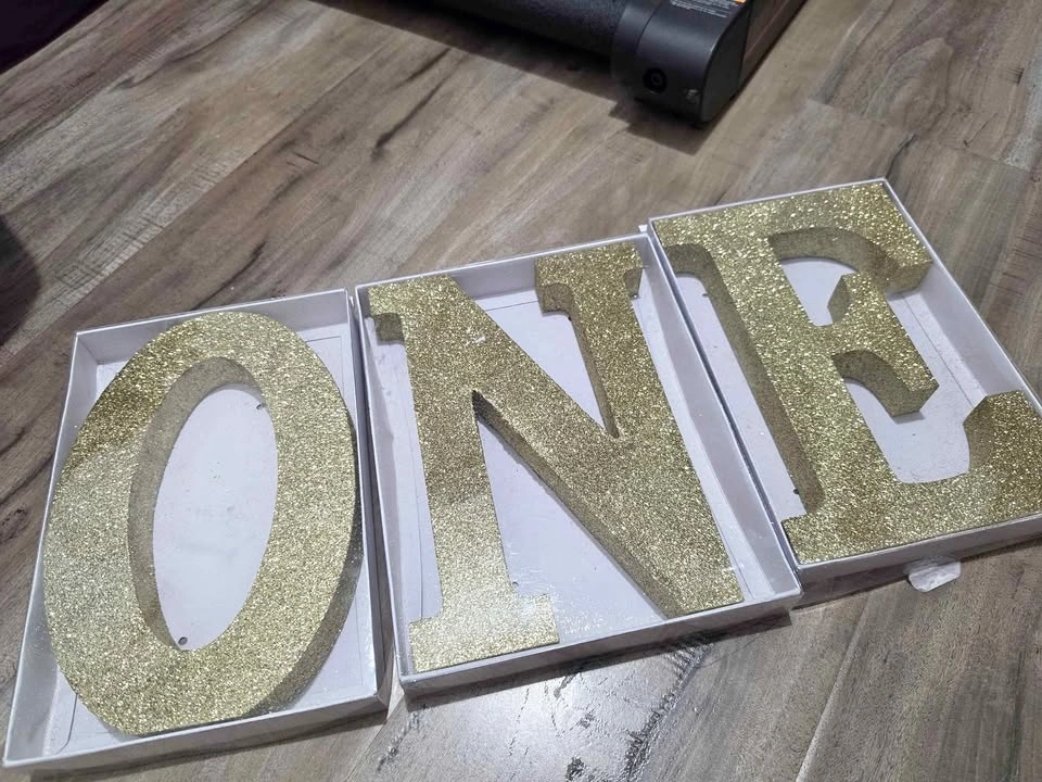 Large Sign Gold Glitter Letters