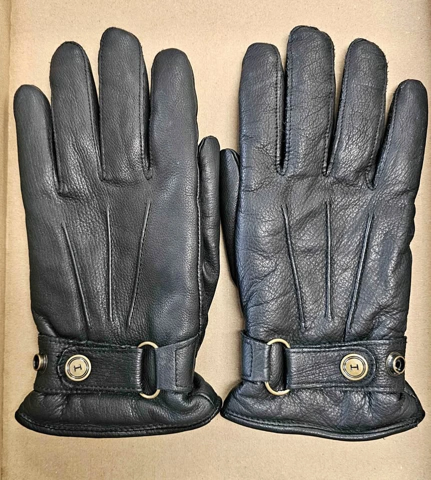 Black Genuine Leather Gloves with 3M Thinsulate - Men's M/Women'