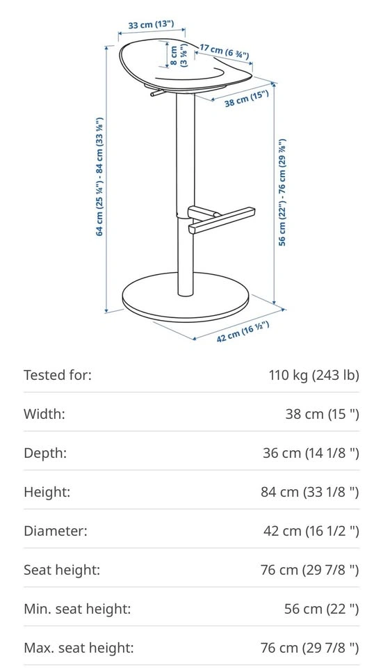 IKEA JANINGE Bar stool, white, 2 - photo 5