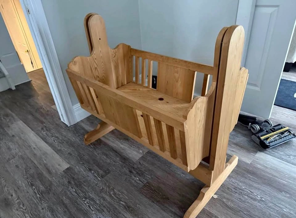 Wooden Swinging Baby Cradle
