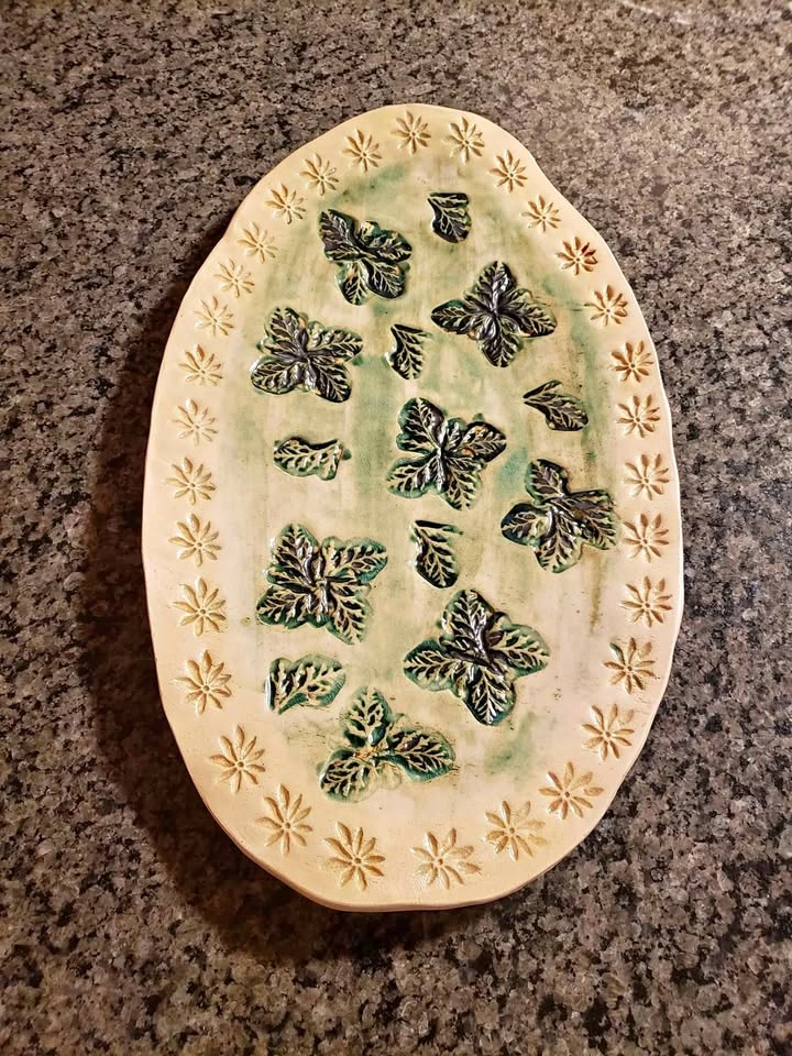 Hand Made Earthenware Leaf Platter