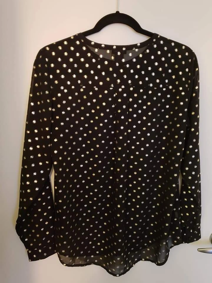 Ann Taylor Black & Gold Button Up Tunic Blouse - photo 3
