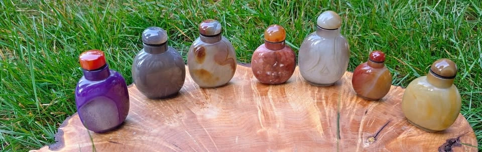 Hollowed Agate Stone Snuff Bottles LOT 2