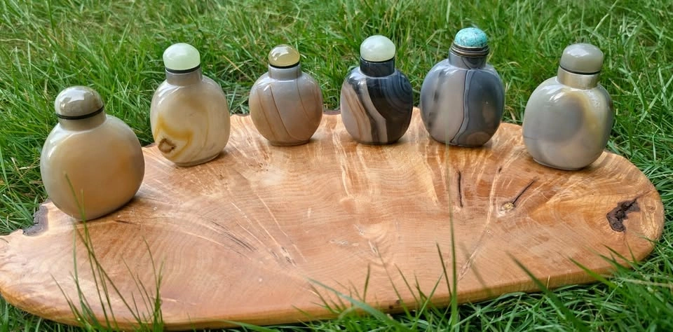 Hollowed Agate Stone Snuff Bottles - Lot of 6
