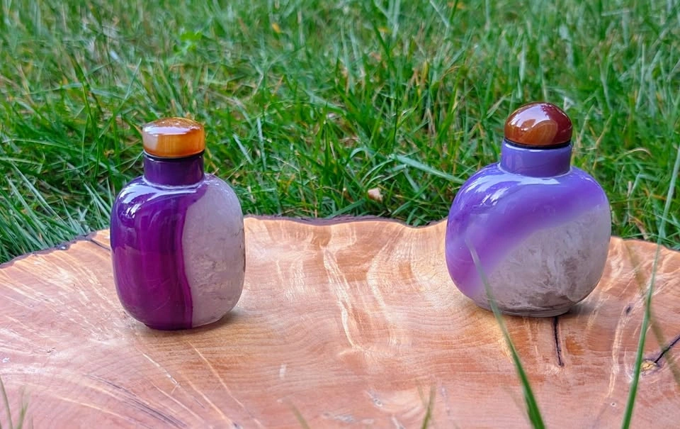 Large Hollowed Purple Druzy Agate Snuff Bottles - LOT 5
