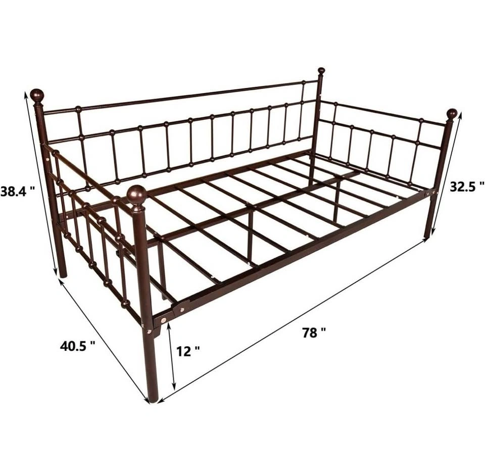 Black Metal Daybed Frame with mattress and sheets - photo 3