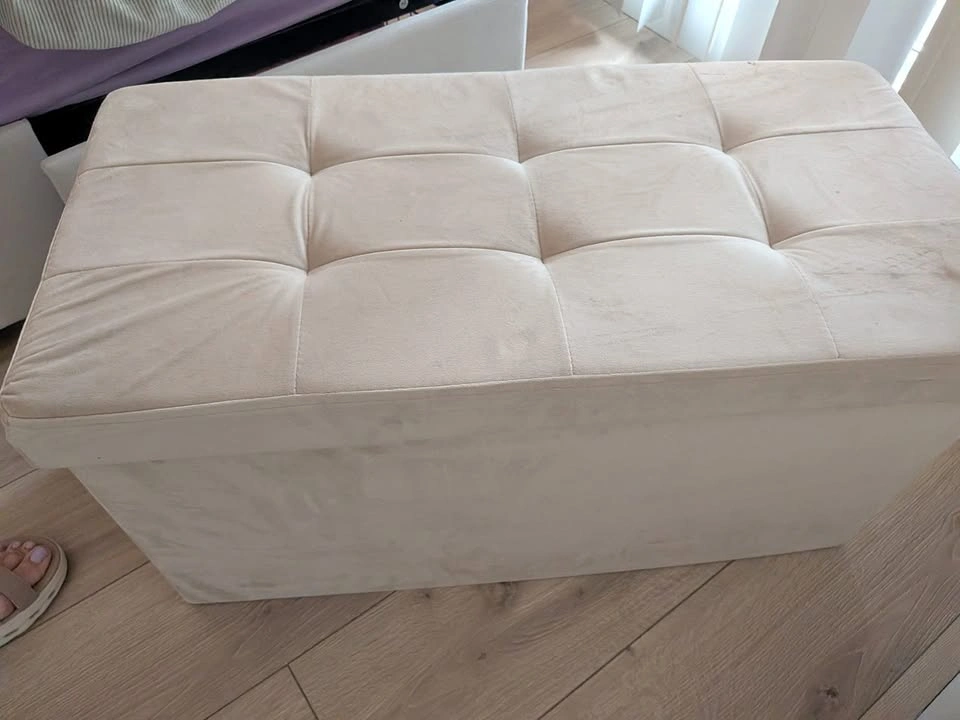 Cream-Colored Ottoman Storage Bench (15 x 30 x 15 Inches)
