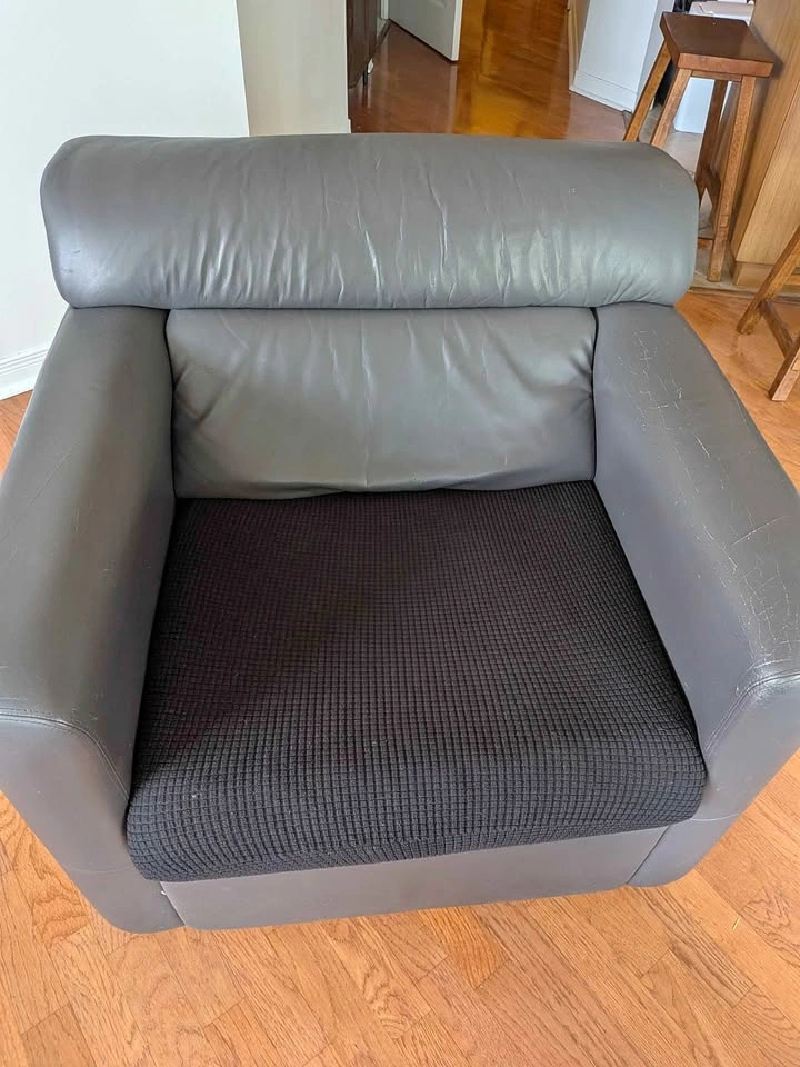 Gray Leather Armchair