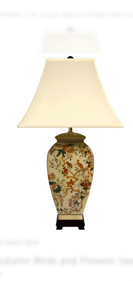 25" Autumn Birds and Flowers Vase Lamp - Brand New - 50% Off