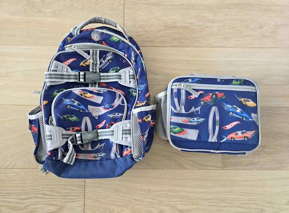 Pottery Barn Hotwheels backpack and lunch bag - small size