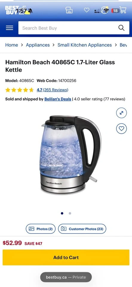 Hamilton Beach Glass Kettle