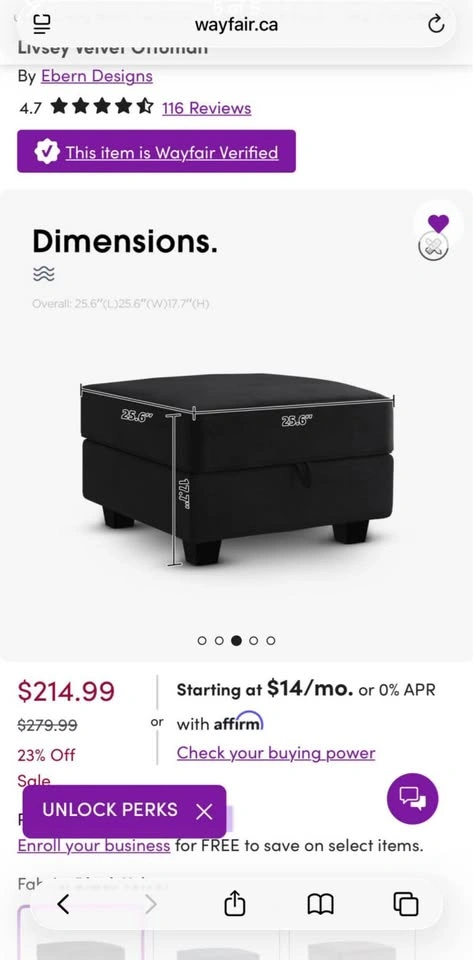 Ebern Designs Livsey Velvet Ottoman - photo 4