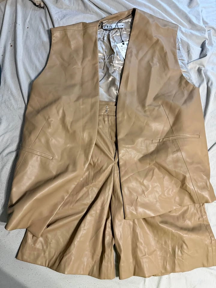Zara Faux Leather Vest and Shorts Set (women’s)