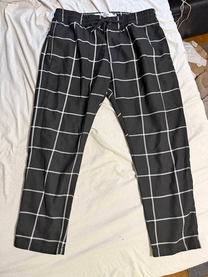 Topman Tapered Crop Grid Pants