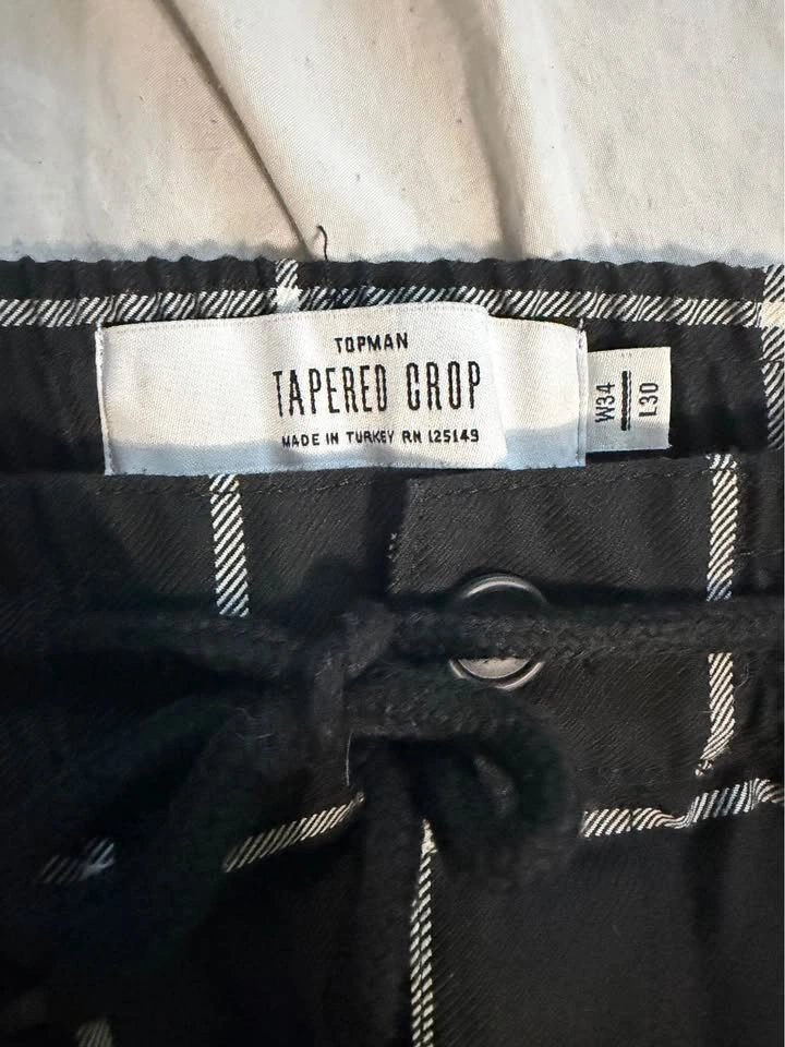 Topman Tapered Crop Grid Pants - photo 2