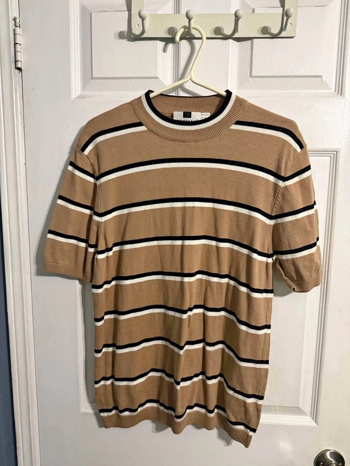 Topman Short Sleeve Striped Knit Sweater