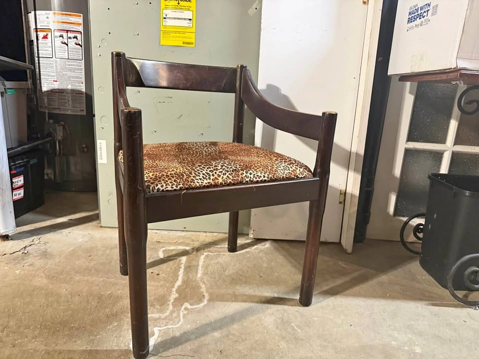 Vintage Wooden Armchair with Leopard Print Seat