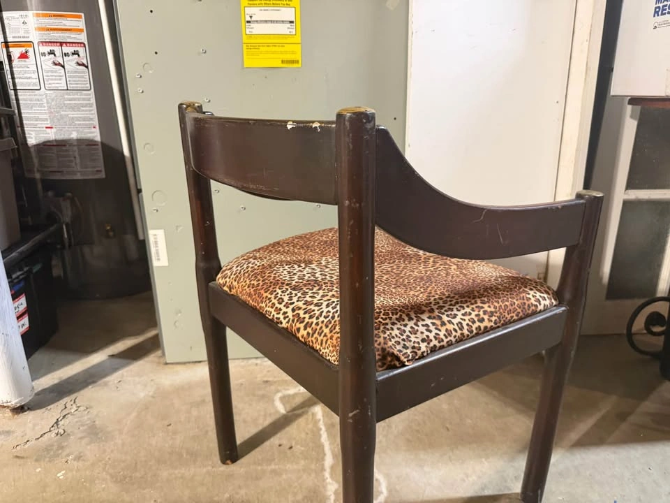 Vintage Wooden Armchair with Leopard Print Seat - photo 2