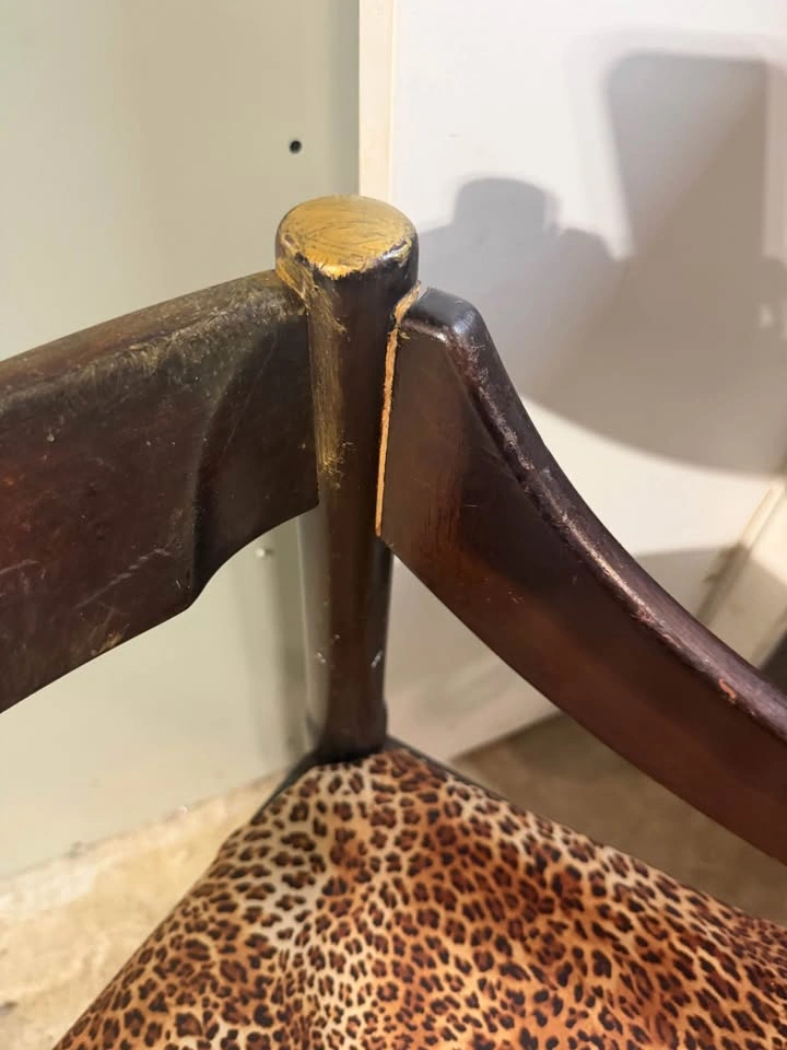 Vintage Wooden Armchair with Leopard Print Seat - photo 4