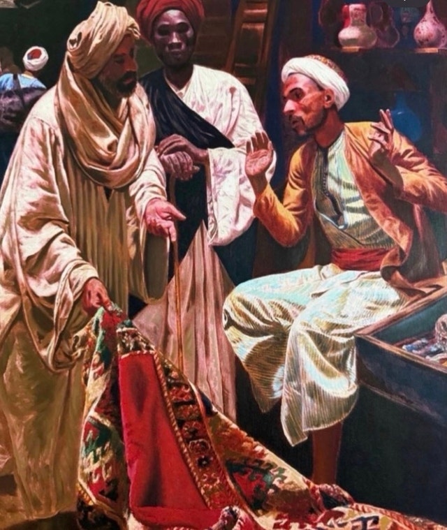 “The Carpet Seller In Egypt” Oil Painting - photo 5