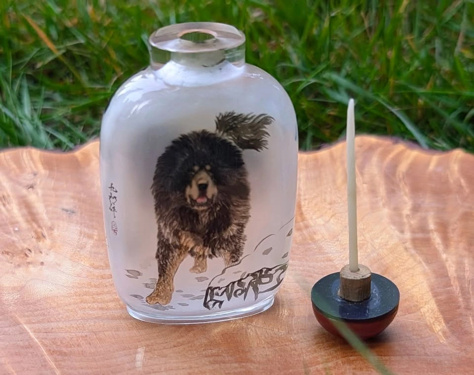 Inside/Reverse/Hand-Painted Glass Snuff Bottle - Tibetan Mastiff - photo 2