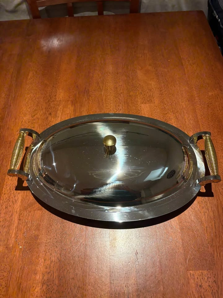 Stainless Steel Oval Serving Dish with Lid - photo 2
