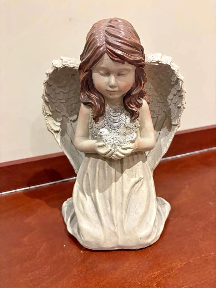 Kneeling Angel Figurine with Bird