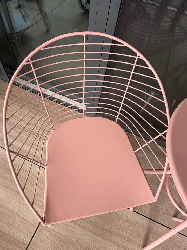 Pink Metal Bistro Patio Set – 2 Chairs + Table - photo 3