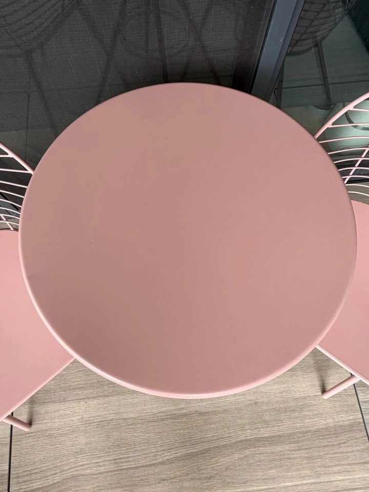 Pink Metal Bistro Patio Set – 2 Chairs + Table - photo 4