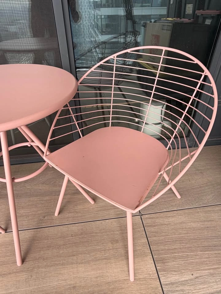 Pink Metal Bistro Patio Set – 2 Chairs + Table - photo 5