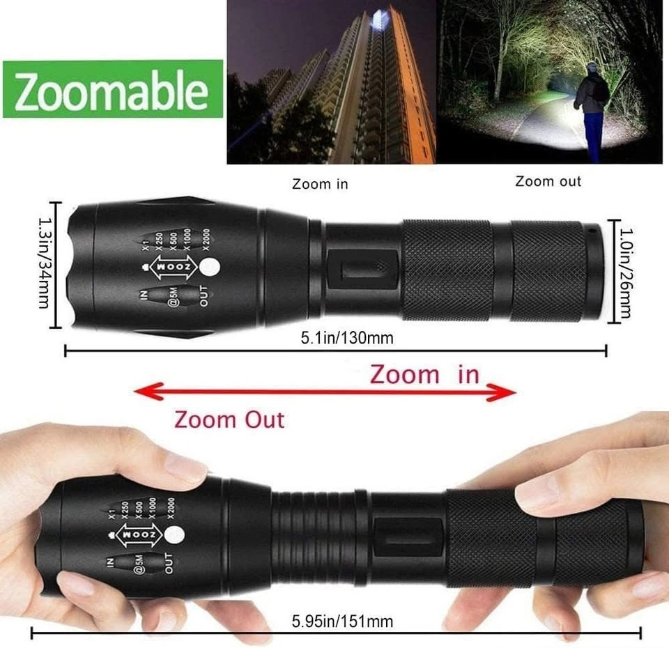 LETMY Ultra-Bright LED Tactical Flashlight, Zoomable - photo 2