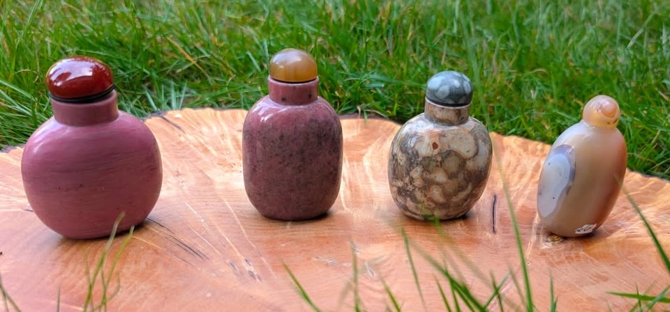Natural Stone Snuff Bottles (Rhodonite, Jasper, Agate) - photo 2