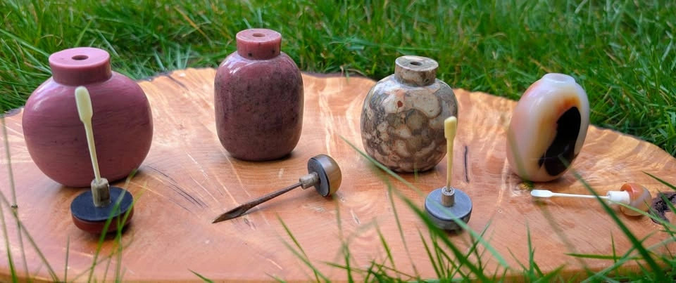 Natural Stone Snuff Bottles (Rhodonite, Jasper, Agate) - photo 3