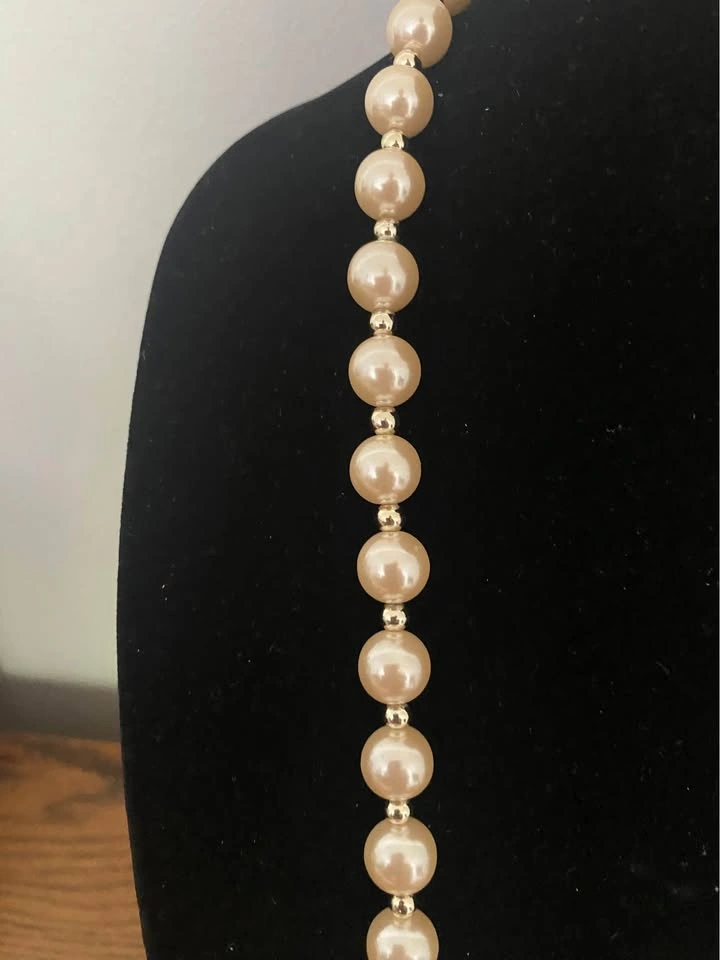 Vintage Cream Faux Pearl and Gold-Tone Bead Necklace - photo 5