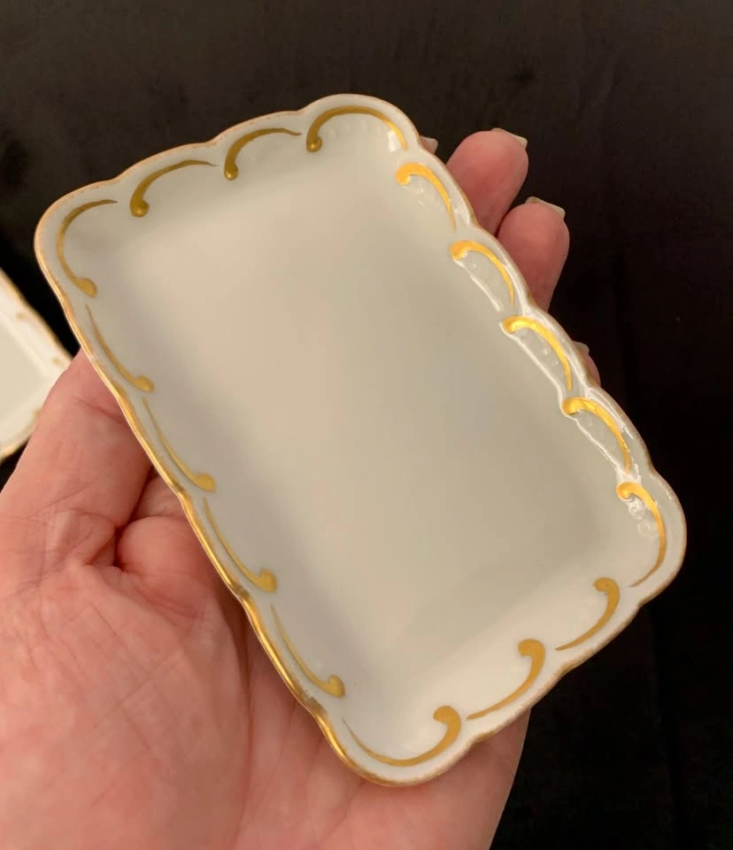 2 Limoges porcelain trinket dishes handpainted with 24k gold - photo 4
